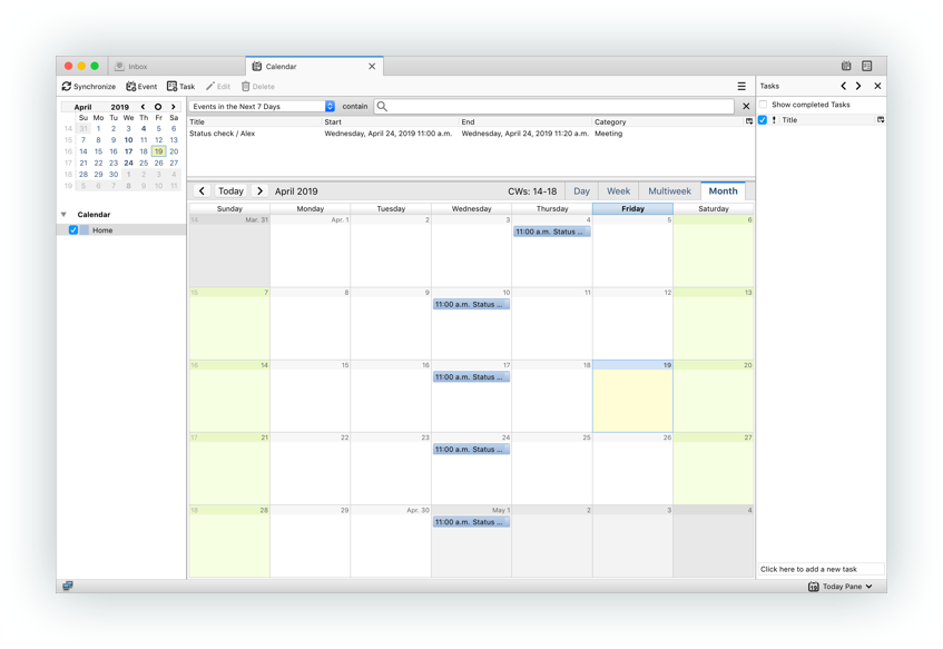 Calendar screenshot