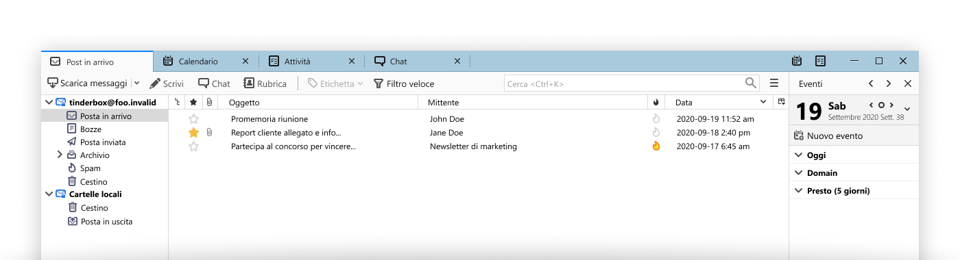 Screenshot di Thunderbird